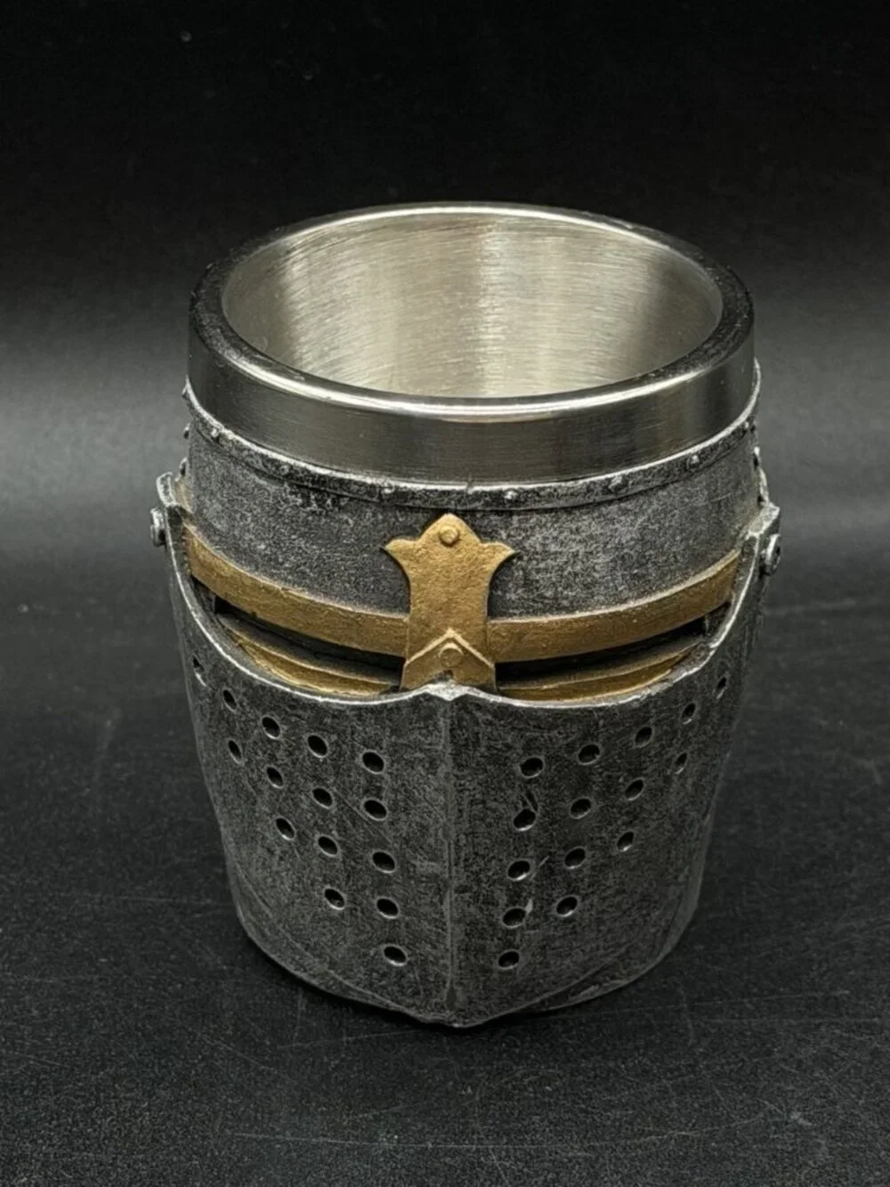 Medieval Knight Of The Cross Suit of Armor Helm Drinkware Shot Glass